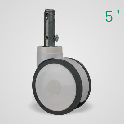 5″ White & Grey PP Swivel Medical Caster Wheel – Hospital-Grade Floor-Friendly Wheel Centrial Lock Caster