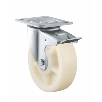 White Polypropylene Double Ball Bearing 200-250kg Load Capacity Industrial Cart Wheels