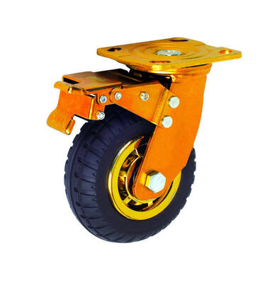 Heavy Duty Industrial Swivel Foam Rubber Casters with Brake – 3″ to 8″ Sizes