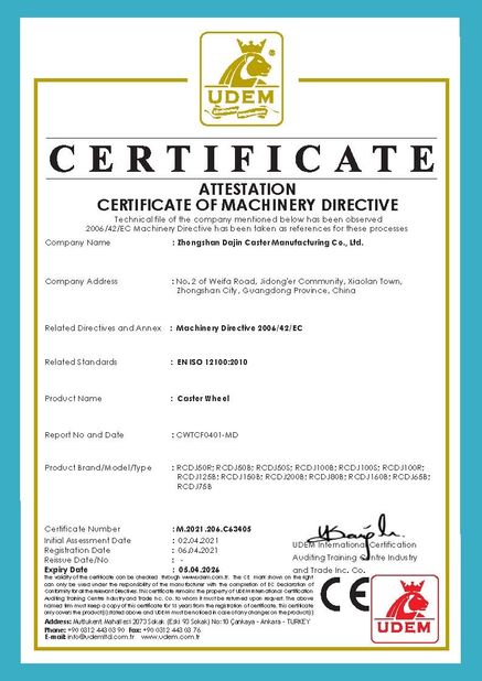 China Zhongshan Xiaolan Elephant Casters Products Factory certification